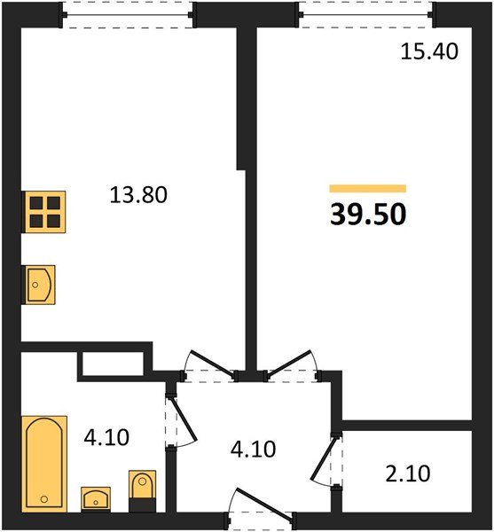 Фото №1: 1-комнатная квартира 39 м² - Краснодар, Прикубанский внутригородской округ, мкр. Догма Парк