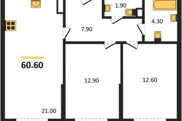 Фото №1: 2-комнатная квартира 60 м² - Краснодар, мкр. Догма Парк, 