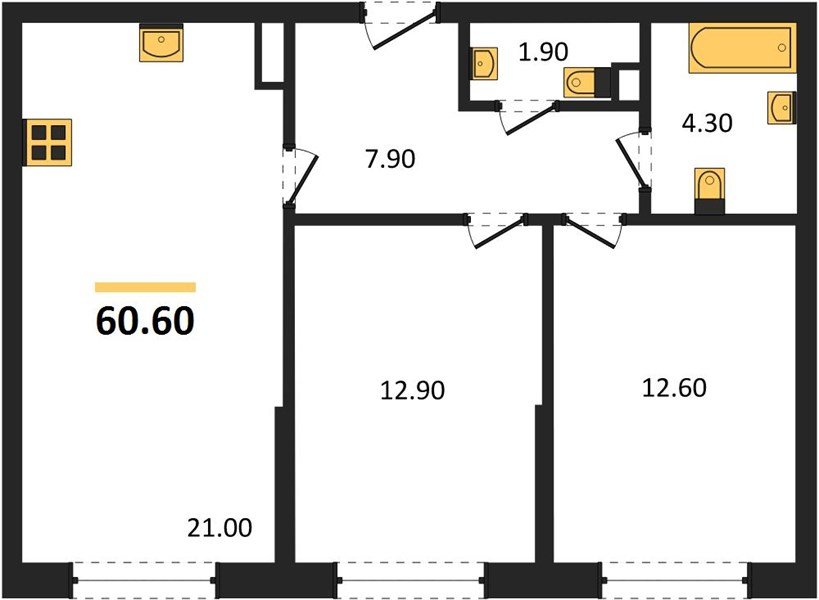 Фото №1: 2-комнатная квартира 60 м² - Краснодар, Прикубанский внутригородской округ, мкр. Догма Парк
