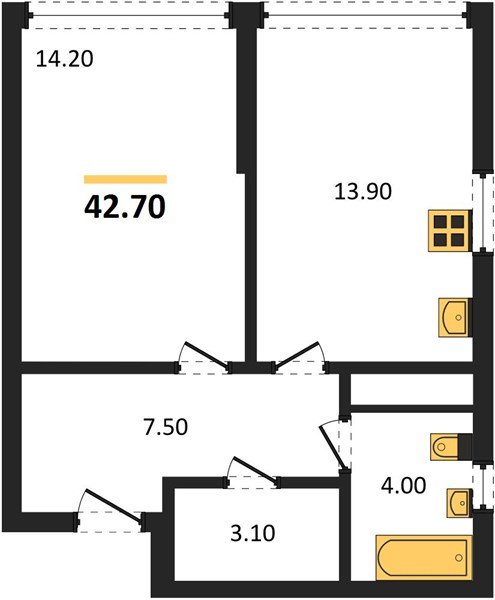 Фото №1: 1-комнатная квартира 42 м² - Краснодар, Прикубанский внутригородской округ, мкр. Догма Парк