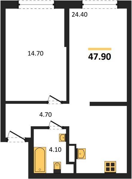 Фото №1: 1-комнатная квартира 47 м² - Краснодар, Прикубанский внутригородской округ, мкр. Догма Парк