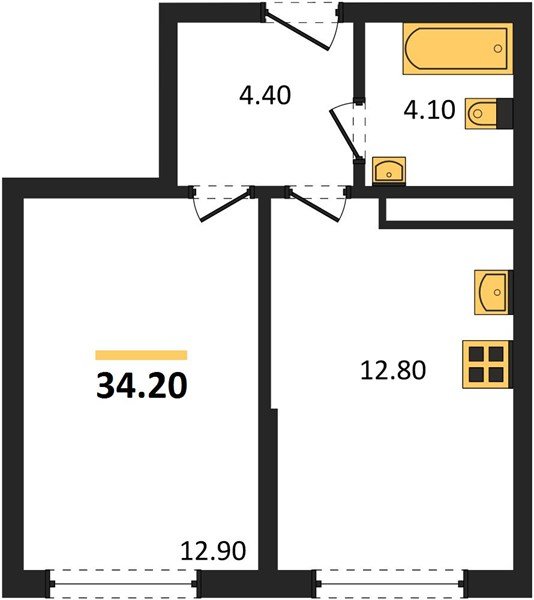 Фото №1: 1-комнатная квартира 34 м² - Краснодар, Прикубанский внутригородской округ, мкр. Догма Парк