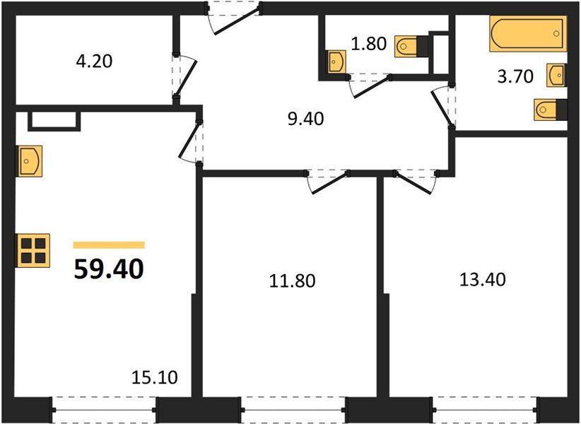 Фото №1: 2-комнатная квартира 59 м² - Краснодар, Прикубанский внутригородской округ, мкр. Догма Парк