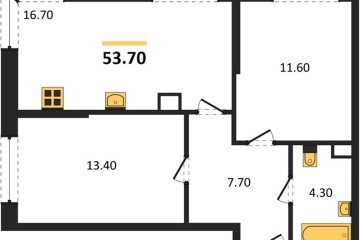 Фото №1: 2-комнатная квартира 53 м² - Краснодар, мкр. Догма Парк, 