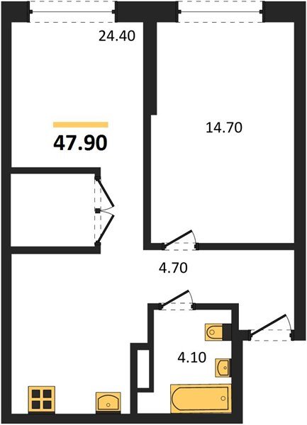 Фото №1: 1-комнатная квартира 47 м² - Краснодар, Догма Парк, мкр. Прикубанский внутригородской округ