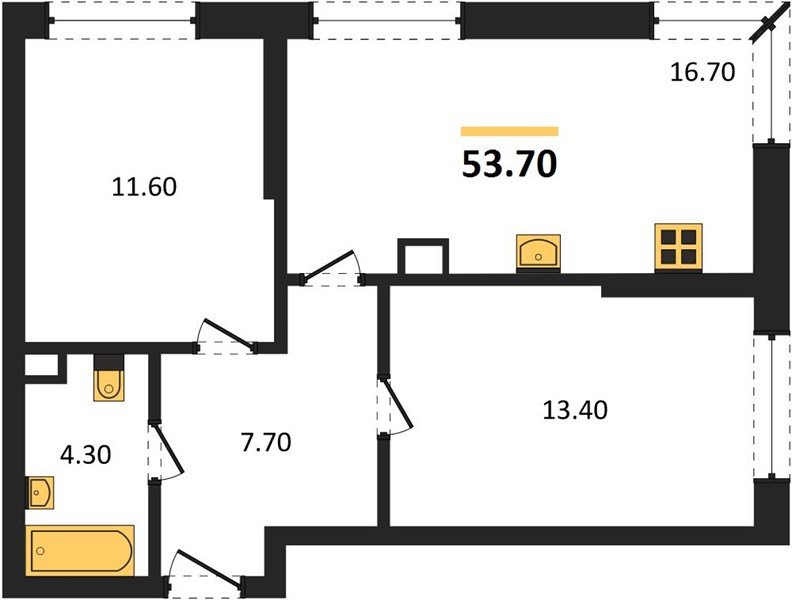 Фото №1: 2-комнатная квартира 53 м² - Краснодар, Догма Парк, мкр. Прикубанский внутригородской округ