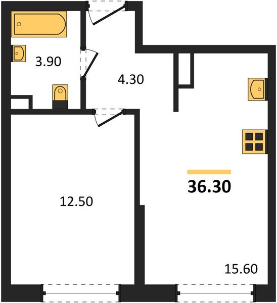 Фото №1: 1-комнатная квартира 36 м² - Краснодар, Догма Парк, мкр. Прикубанский внутригородской округ