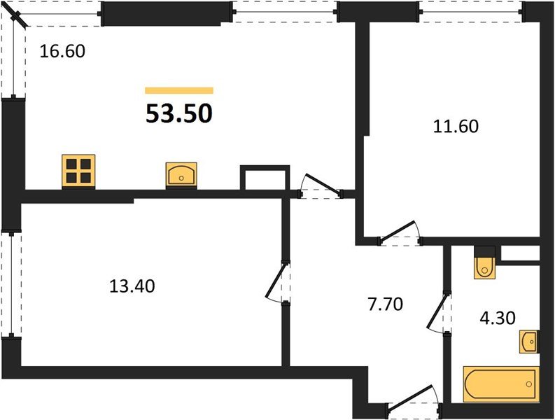 Фото №1: 2-комнатная квартира 53 м² - Краснодар, Догма Парк, мкр. Прикубанский внутригородской округ