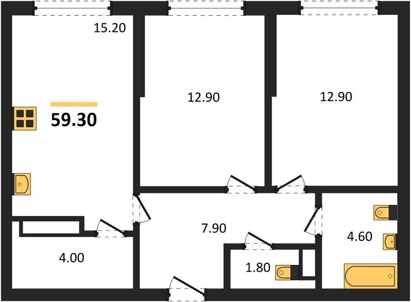 Фото №1: 2-комнатная квартира 59 м² - Краснодар, Догма Парк, мкр. Прикубанский внутригородской округ
