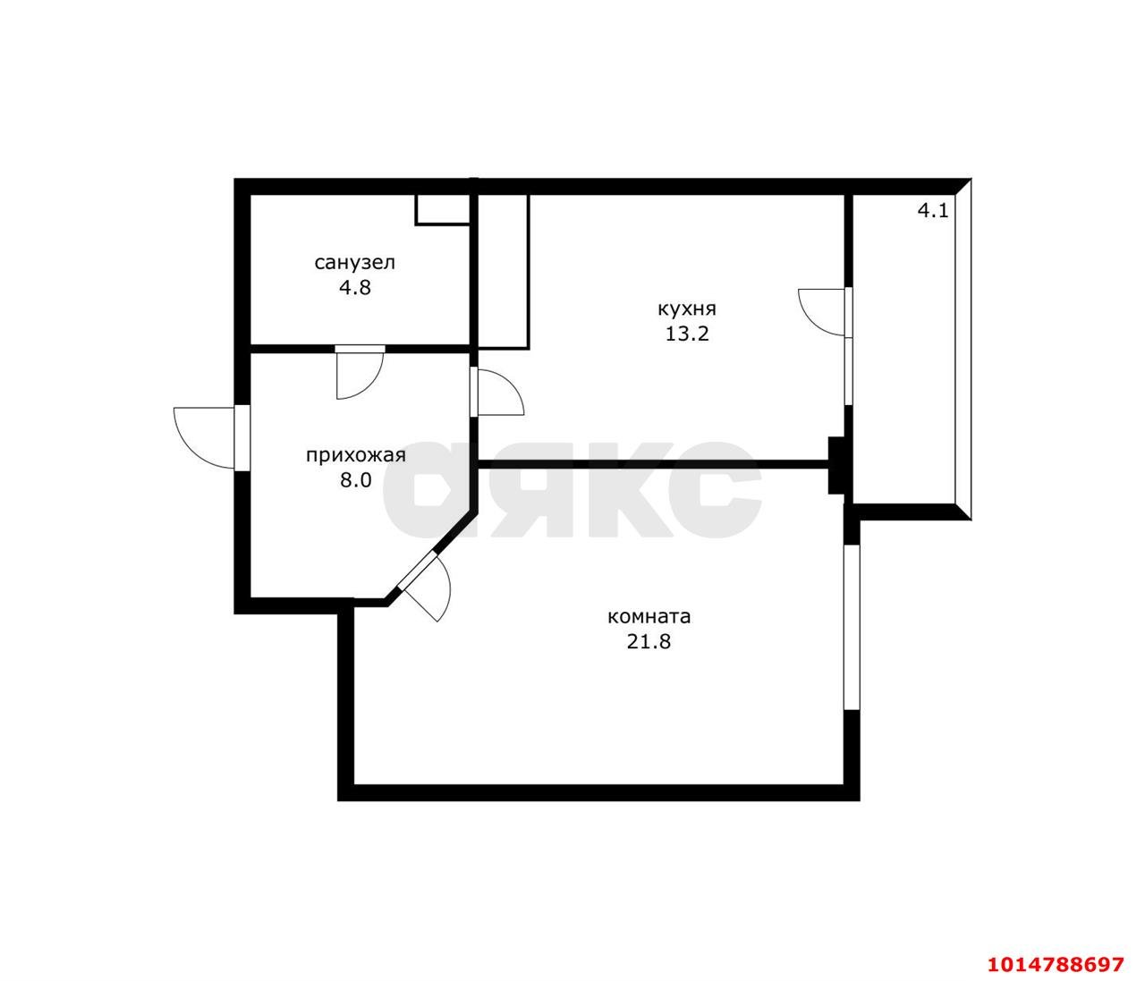Фото №7: 1-комнатная квартира 48 м² - Краснодар, Прикубанский внутригородской округ, Фестивальный, мкр. Солнечный, ул. Памяти Чернобыльцев, 6
