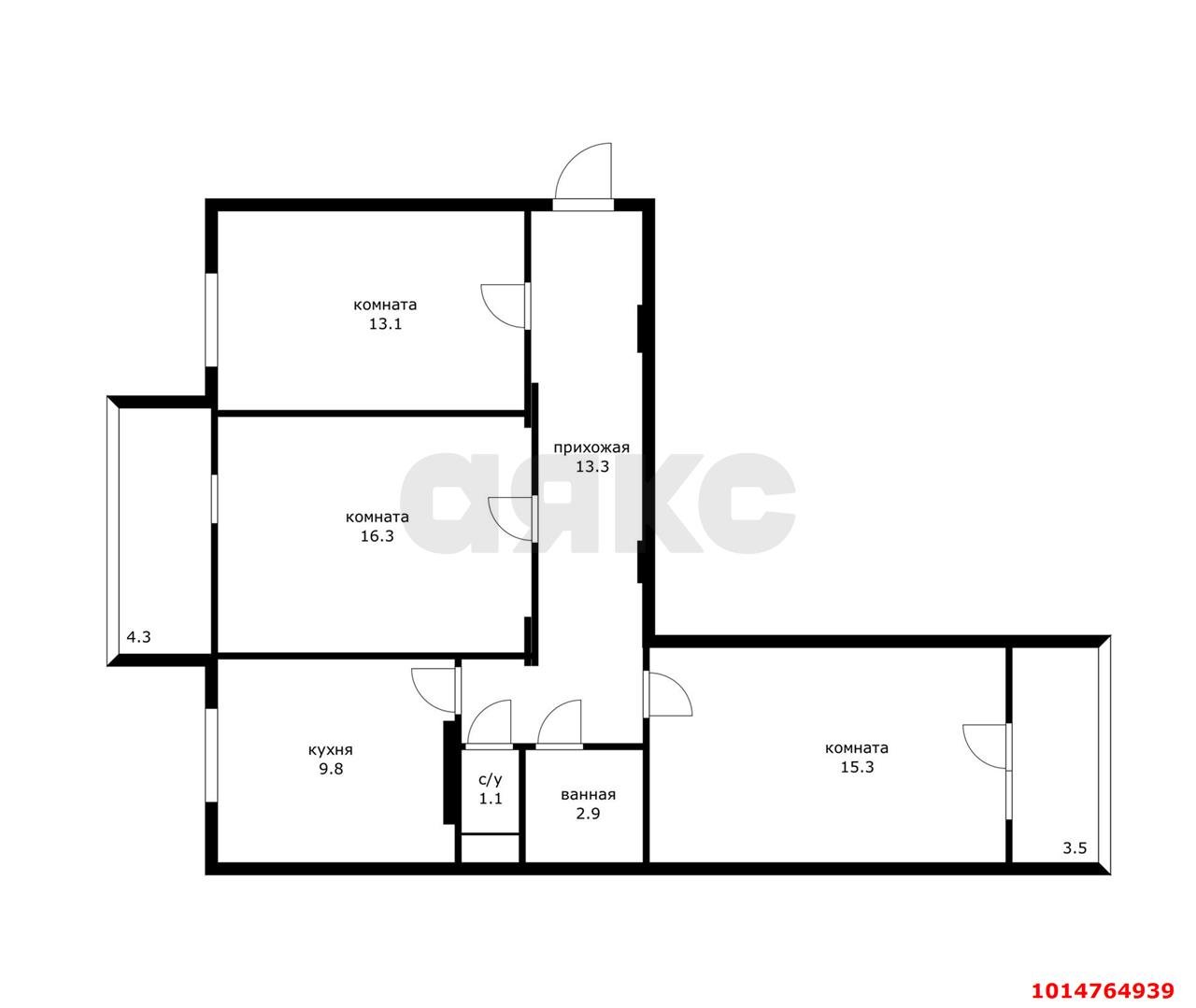 Фото №7: 3-комнатная квартира 79 м² - Краснодар, Военный городок № 109, ул. Кореновская, 61