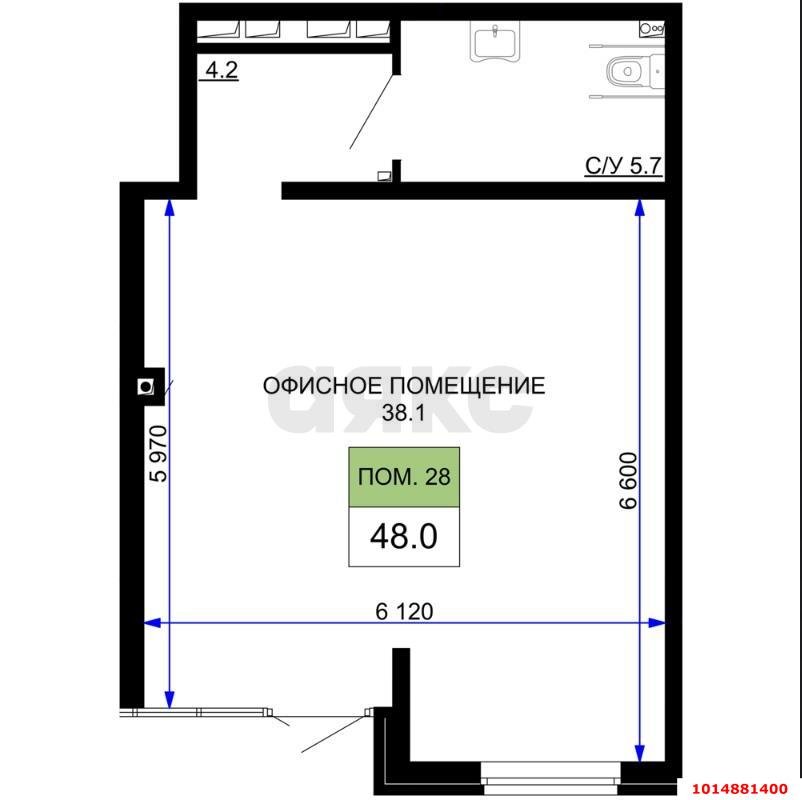 Фото №6: Торговое помещение 48 м² - Краснодар, жилой комплекс Дыхание, ул. Лётчика Позднякова, 2к22