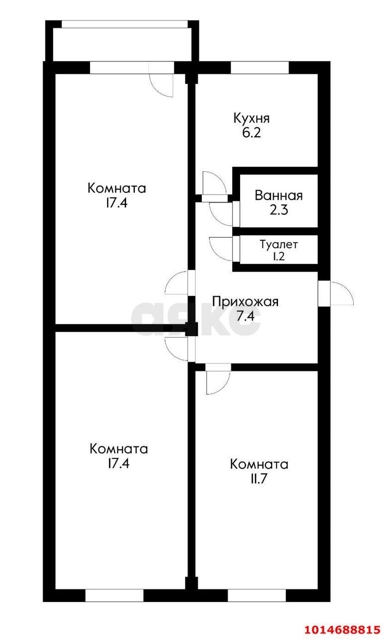 Фото №7: 3-комнатная квартира 68 м² - Краснодар, Фестивальный, ул. Яна Полуяна, 12