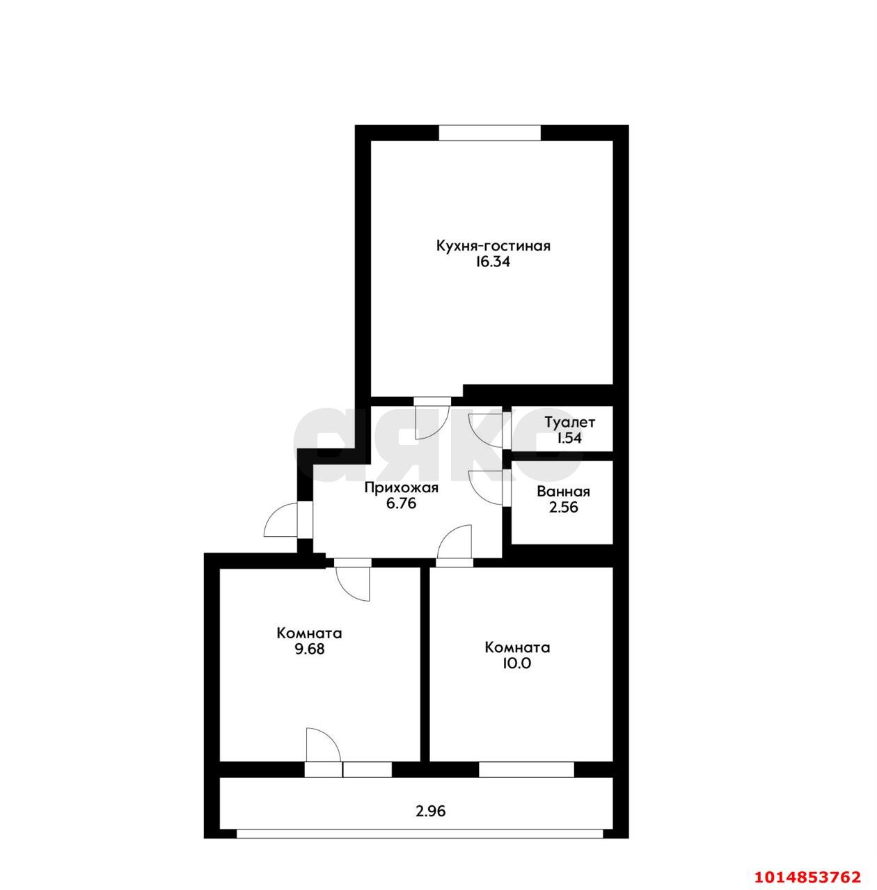 Фото №2: 2-комнатная квартира 53 м² - Краснодар, жилой комплекс Дыхание, ул. Лётчика Позднякова, 2к6