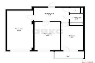 Фото №5: 2-комнатная квартира 66 м² - Краснодар, мкр. жилой комплекс Восход, ул. Гидростроителей, 61