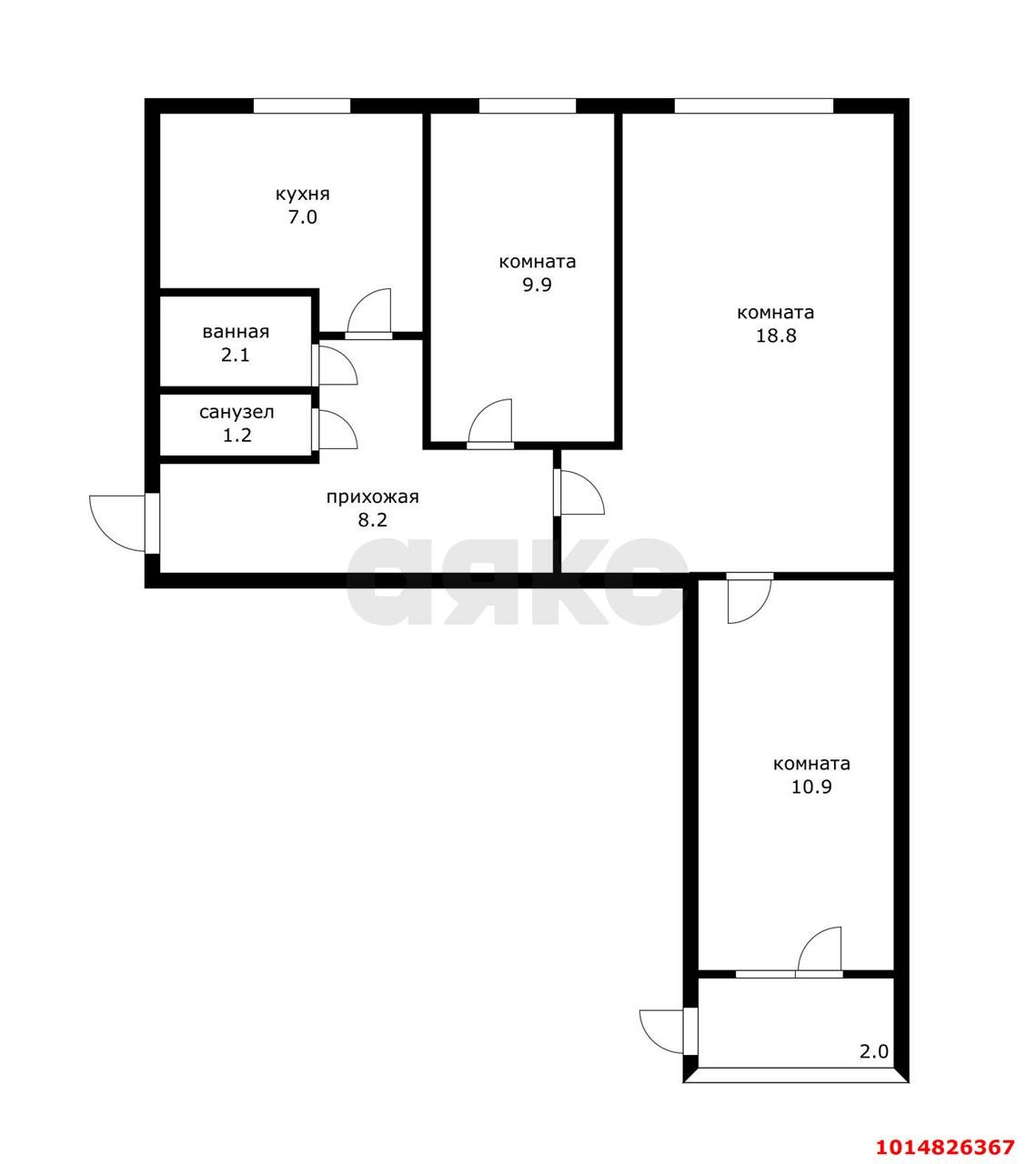 Фото №9: 3-комнатная квартира 65 м² - Краснодар, Черёмушки, ул. Селезнёва, 110