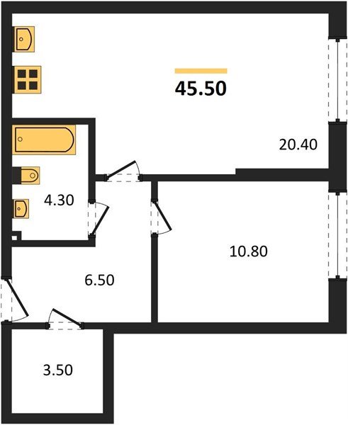 Фото №1: 1-комнатная квартира 45 м² - Краснодар, Прикубанский внутригородской округ, мкр. Догма Парк