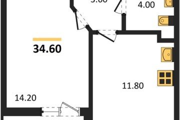 Фото №1: 1-комнатная квартира 34 м² - Краснодар, мкр. жилой комплекс Архитектор, 