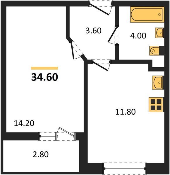 Фото №1: 1-комнатная квартира 34 м² - Краснодар, жилой комплекс Архитектор, 