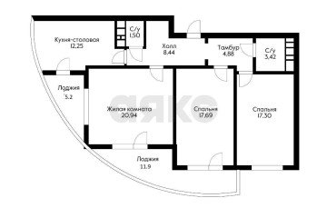 Фото №2: 3-комнатная квартира 102 м² - Краснодар, мкр. жилой комплекс Элегант, ул. Старокубанская, 137к1