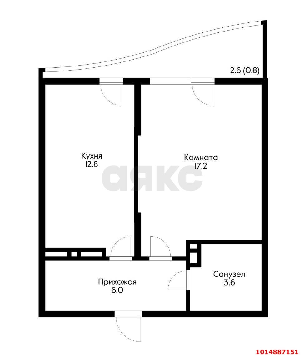 Фото №3: 1-комнатная квартира 42 м² - Краснодар, Краевая Клиническая Больница, ул. Домбайская, 6/2