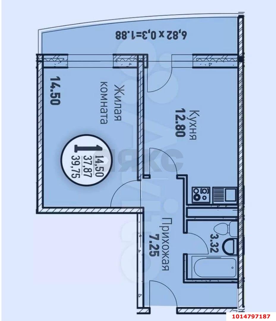 Фото №2: 1-комнатная квартира 40 м² - Краснодар, ЖК Цветы, ул. Круговая, 4Вк6