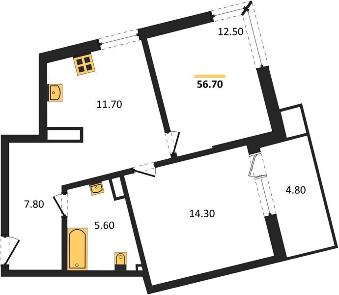 Фото №1: 2-комнатная квартира 55 м² - Краснодар, Прикубанский внутригородской округ, мкр. Парк Победы