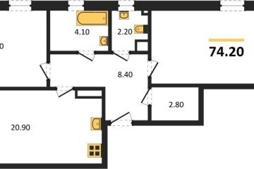 Фото №1: 2-комнатная квартира 72 м² - Краснодар, мкр. Парк Победы, 
