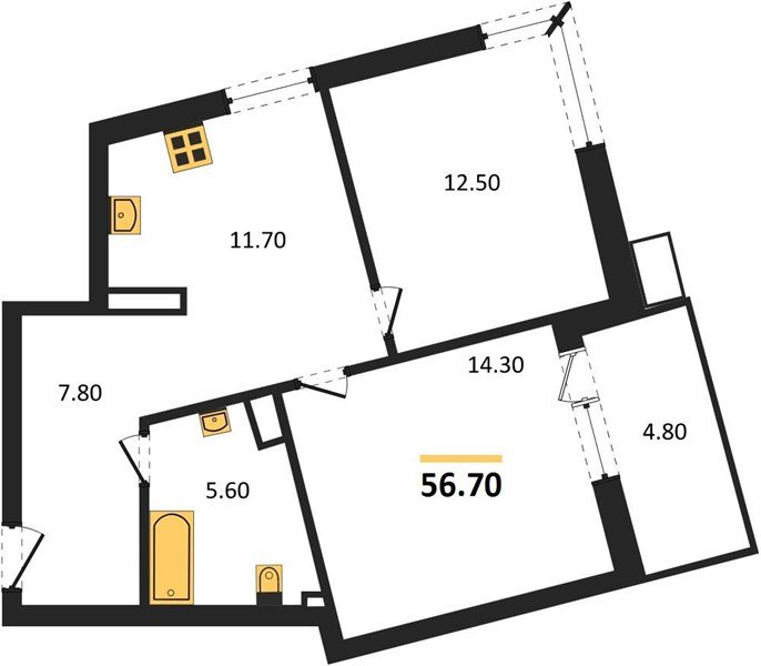 Фото №1: 2-комнатная квартира 55 м² - Краснодар, Парк Победы, мкр. Прикубанский внутригородской округ