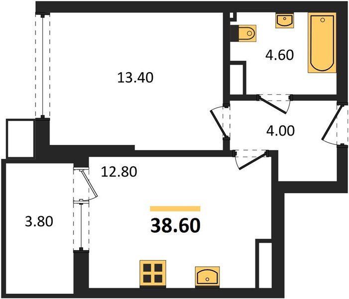 Фото №1: 1-комнатная квартира 38 м² - Краснодар, Парк Победы, 