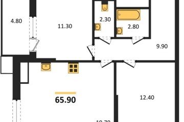 Фото №1: 2-комнатная квартира 64 м² - Краснодар, мкр. Парк Победы, 