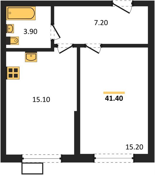 Фото №1: 1-комнатная квартира 41 м² - Краснодар, Парк Победы, 
