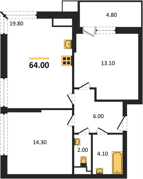 Фото №1: 2-комнатная квартира 62 м² - Краснодар, Парк Победы, 