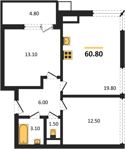 Фото №1: 2-комнатная квартира 59 м² - Краснодар, Парк Победы, 