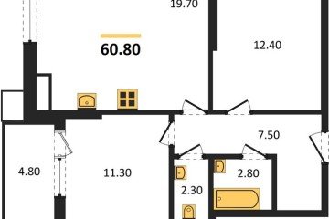 Фото №1: 2-комнатная квартира 59 м² - Краснодар, мкр. Парк Победы, 