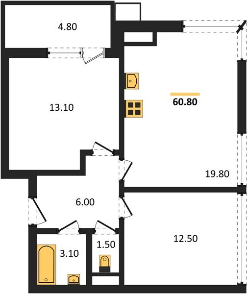 Фото №1: 2-комнатная квартира 59 м² - Краснодар, Парк Победы, 