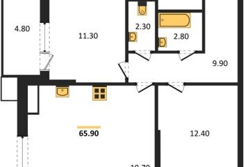 Фото №1: 2-комнатная квартира 64 м² - Краснодар, мкр. Парк Победы, 