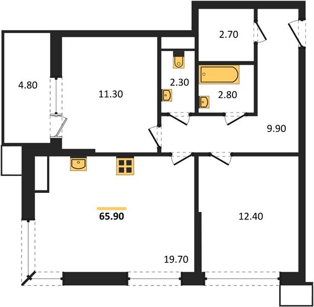 Фото №1: 2-комнатная квартира 64 м² - Краснодар, Парк Победы, 