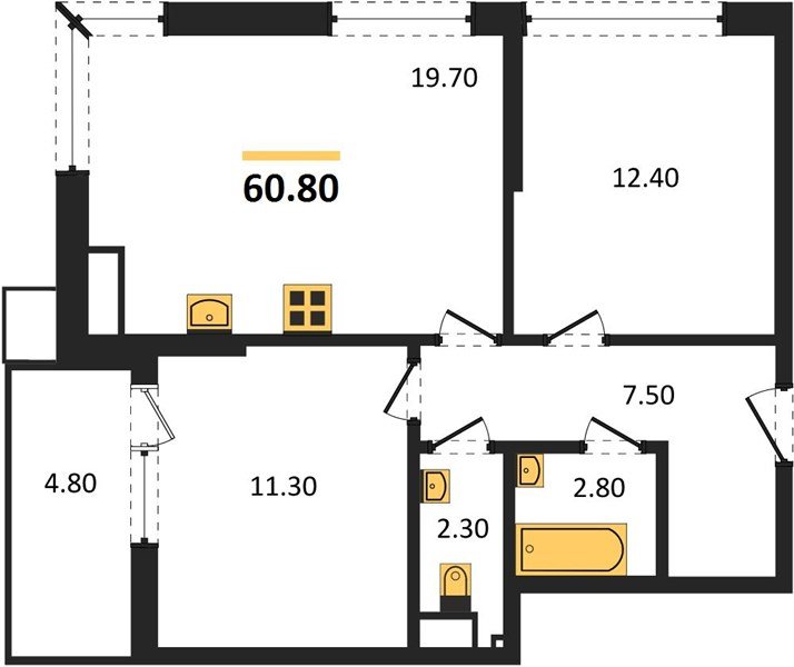 Фото №1: 2-комнатная квартира 59 м² - Краснодар, Парк Победы, 
