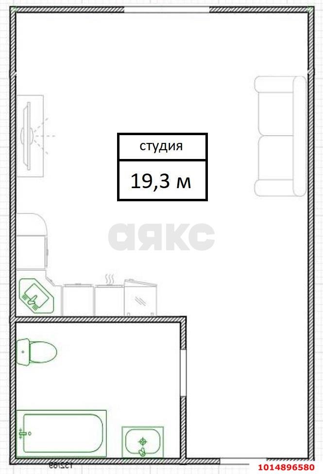 Фото №7: Студия 19 м² - Новая Адыгея, жилой комплекс Золотая линия, ул. Бжегокайская, 29/3В