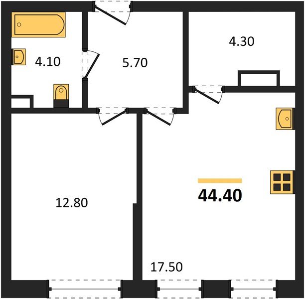 Фото №1: 1-комнатная квартира 44 м² - Краснодар, Прикубанский внутригородской округ, мкр. Догма Парк