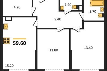 Фото №1: 2-комнатная квартира 59 м² - Краснодар, мкр. Догма Парк, 