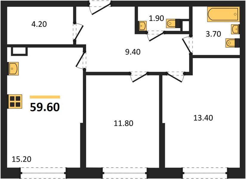 Фото №1: 2-комнатная квартира 59 м² - Краснодар, Прикубанский внутригородской округ, мкр. Догма Парк