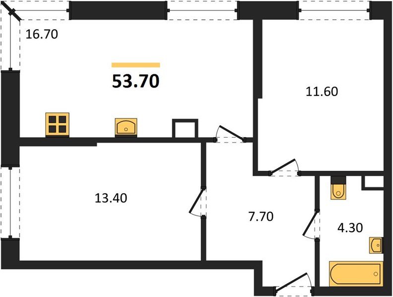 Фото №1: 2-комнатная квартира 53 м² - Краснодар, Прикубанский внутригородской округ, мкр. Догма Парк