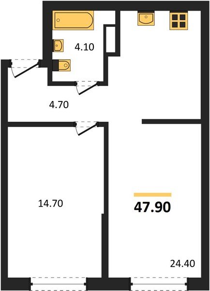 Фото №1: 1-комнатная квартира 47 м² - Краснодар, Прикубанский внутригородской округ, мкр. Догма Парк, ул. Марины Цветаевой, 33