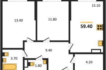 Фото №1: 2-комнатная квартира 59 м² - Краснодар, мкр. Догма Парк, ул. Марины Цветаевой, 33