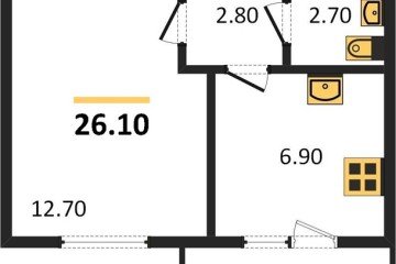Фото №1: 1-комнатная квартира 26 м² - Новая Адыгея, мкр. жилой комплекс Дарград, 