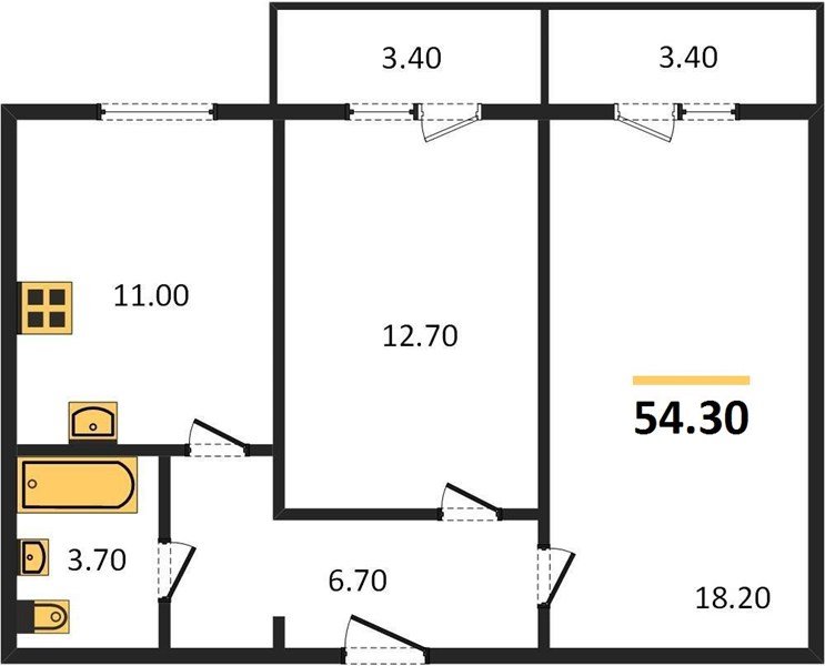 Фото №1: 2-комнатная квартира 54 м² - Новая Адыгея, мкр. жилой комплекс Дарград