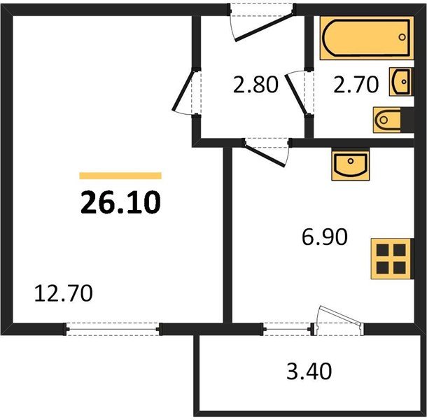 Фото №1: 1-комнатная квартира 26 м² - Новая Адыгея, мкр. жилой комплекс Дарград