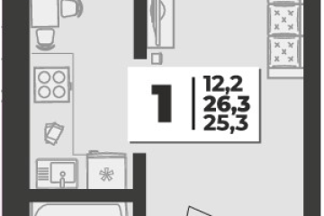 Фото №1: 1-комнатная квартира 26 м² - Новая Адыгея, мкр. жилой комплекс Дарград, 